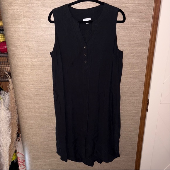 J.jill casual popover Henley button dress in black size large petite - Picture 2 of 8